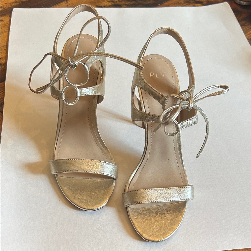 Pour La Victoire Gold Strappy Heels